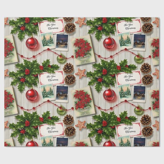 Holiday Erinnerungen Collage Geschenkpapier (Flach)