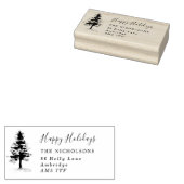 Holiday Etched Pine Tree Family Address Rubber Sta Gummistempel (Stempel)
