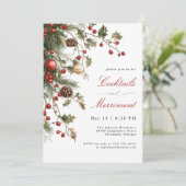 Holiday Evergreens and Berries Cocktail Party Einladung (Stehend Vorderseite)