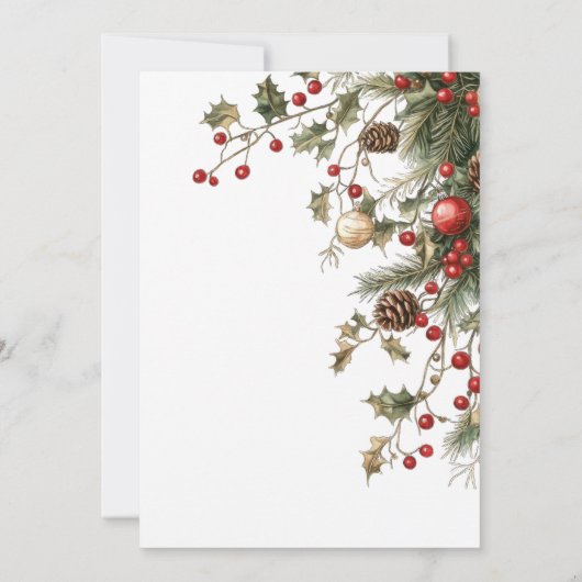 Holiday Evergreens and Berries Cocktail Party Einladung (Rückseite)