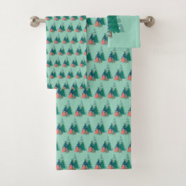 Holiday Evergreens Design Badhandtuch Set