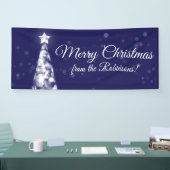 Holiday Family Name Navy Blue Christmas Lights Banner (Messe)