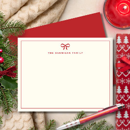 Holiday Family Niedlich Red Bow Elegante Weihnacht Mitteilungskarte