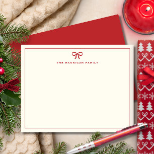Holiday Family Niedlich Red Bow Elegante Weihnacht Mitteilungskarte