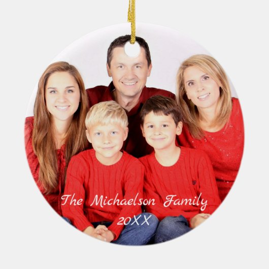 Holiday Family Portrait Keramik Ornament (Hinten)
