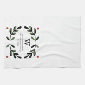 Holiday Farmhouse Monogram Wreath Geschirrtuch (Horizontal)