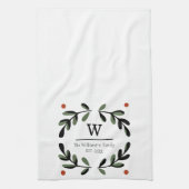Holiday Farmhouse Monogram Wreath Geschirrtuch (Vertikal)