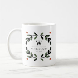 Holiday Farmhouse Monogram Wreath Kaffeetasse