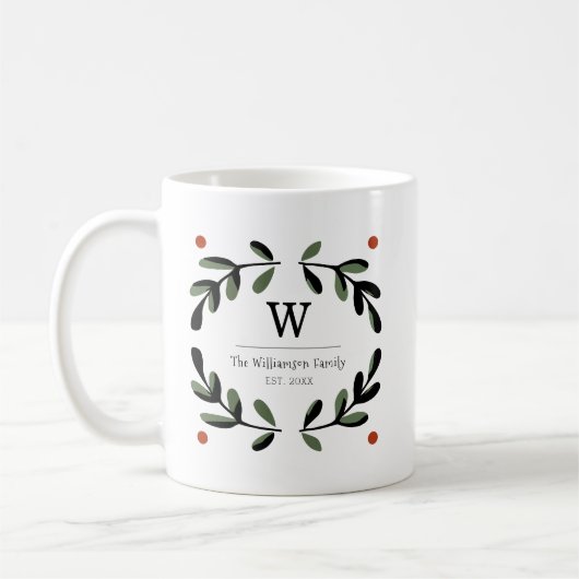 Holiday Farmhouse Monogram Wreath Kaffeetasse (Links)