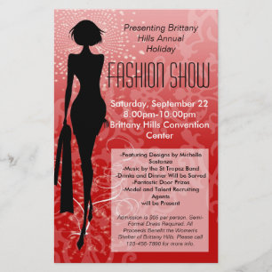 Holiday Fashion Show Flyer, Rote Silhouette wirbel Flyer