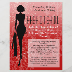 Holiday Fashion Show Flyer, Rote Silhouette wirbel Flyer