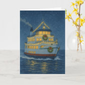 Holiday Ferry Crossing Weihnachtskarte Karte (Gelbe Blume)