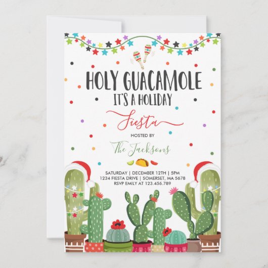 Holiday Fiesta Party Invite Holy Guacamole Party Einladung (Vorderseite)