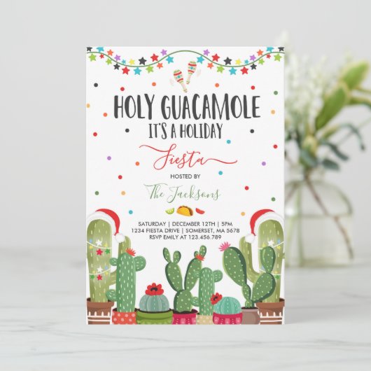 Holiday Fiesta Party Invite Holy Guacamole Party Einladung (Stehend Vorderseite)