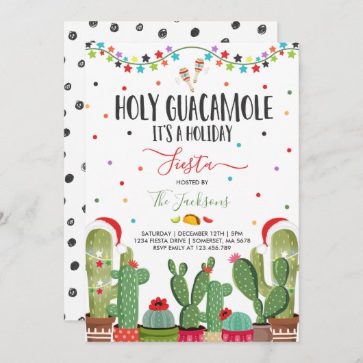 Holiday Fiesta Party Invite Holy Guacamole Party Einladung (Vorne/Hinten)