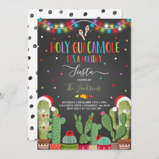 Holiday Fiesta Party Invite Holy Guacamole Party Einladung (Vorne/Hinten)
