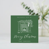 Holiday Fireplace Christmas Card Feiertagskarte (Stehend Vorderseite)
