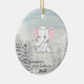 Holiday First Christmas Baby Elephant Pine Tree Keramik Ornament (Rechts)