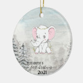 Holiday First Christmas Baby Elephant Pine Tree Keramik Ornament (Links)