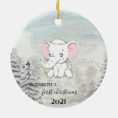 Holiday First Christmas Baby Elephant Pine Tree Keramik Ornament (Hinten)