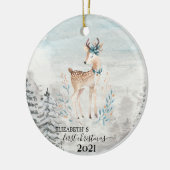 Holiday First Christmas Baby Rentier Keramik Ornament (Links)