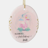 Holiday First Christmas Baby Swan Crown Stars Keramik Ornament (Rechts)