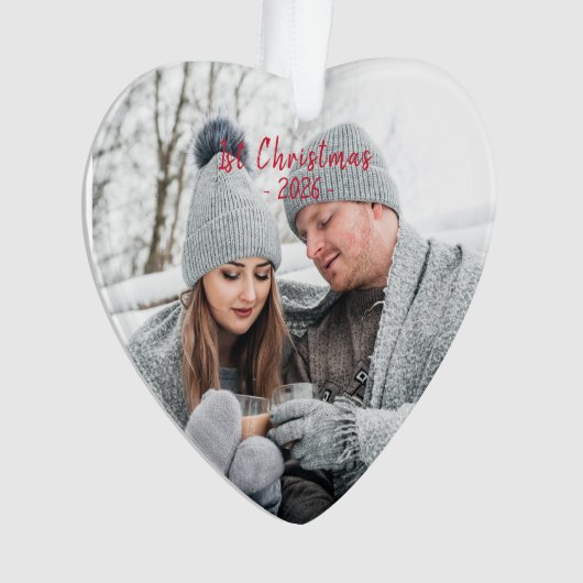Holiday First Christmas Foto Saisonskript Ornament (Vorderseite)