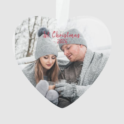 Holiday First Christmas Foto Saisonskript Ornament (Rückseite)