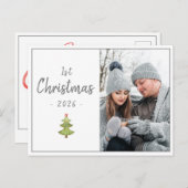 Holiday First Christmas Foto Script Saison Postkarte (Vorne/Hinten)