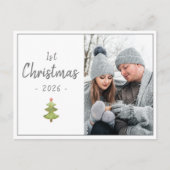Holiday First Christmas Foto Script Saison Postkarte (Vorderseite)