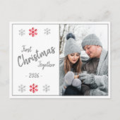 Holiday First Christmas Foto Script Saisonale Post Postkarte (Vorderseite)