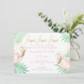 Holiday Flamingo Dinner Party Einladung (Stehend Vorderseite)