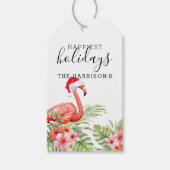Holiday Flamingo Personalisierte Blumenweihen Geschenkanhänger (Vorderseite)