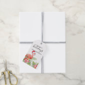 Holiday Flamingo Personalisierte Blumenweihen Geschenkanhänger (Mit Garn)