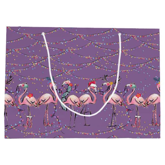 Holiday Flamingos Tropical Holiday Geschenktasche Große Geschenktüte (Rückseite)