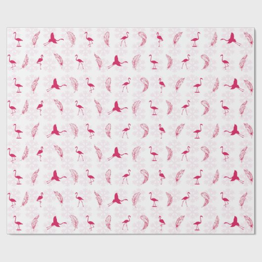 Holiday Flamingos Wrapping Paper - Weiß Geschenkpapier (Flach)