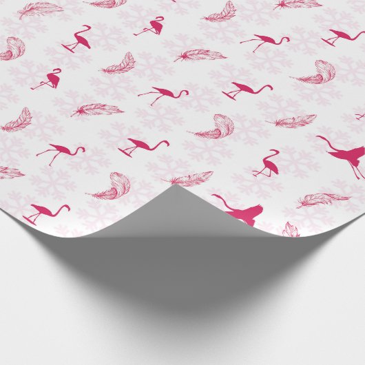 Holiday Flamingos Wrapping Paper - Weiß Geschenkpapier (Ecke)