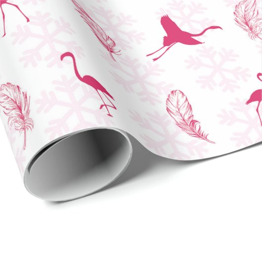 Holiday Flamingos Wrapping Paper - Weiß Geschenkpapier (Rolleneckpunkt)