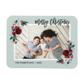 Holiday Floral Christmas Foto Magnet (Horizontal)