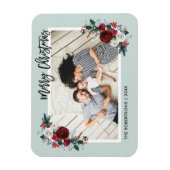 Holiday Floral Christmas Foto Magnet (Vertikal)