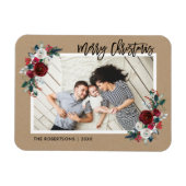 Holiday Floral Christmas Foto Magnet (Horizontal)