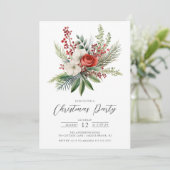 Holiday Floral Christmas Party Einladung (Stehend Vorderseite)