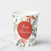 Holiday Floral Festive Frohe Weihnachten Pappbecher (Vorderseite)