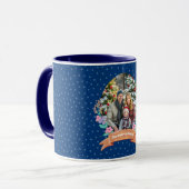 Holiday Floral Frame Dark Blue Foto Tasse (Vorderseite Links)