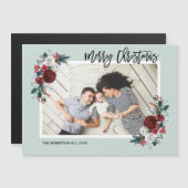 Holiday Floral Magnetic Weihnachtsfotokarte Magnetkarte (Vorne/Hinten)