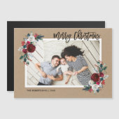 Holiday Floral Magnetic Weihnachtsfotokarte Magnetkarte (Vorne/Hinten)