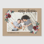 Holiday Floral Magnetic Weihnachtsfotokarte Magnetkarte (Vorderseite)