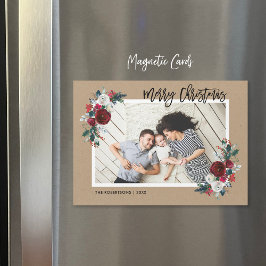 Holiday Floral Magnetic Weihnachtsfotokarte Magnetkarte