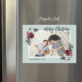 Holiday Floral Magnetic Weihnachtsfotokarte Magnetkarte