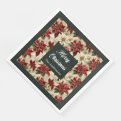 Holiday Floral Napkins Classic Red Green Blooms Serviette (Ecke)